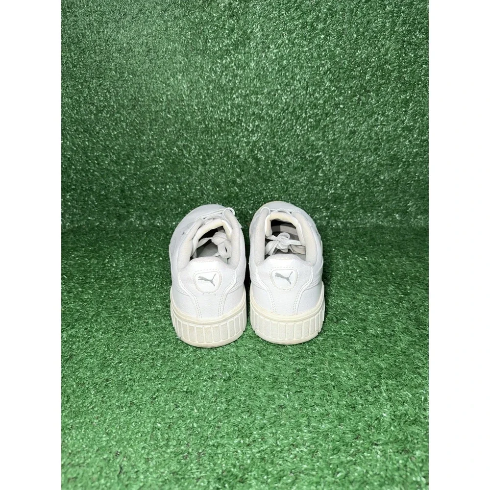 Puma Women Size 8 White Leather Casual Daily Lace Shoes Court Carina 2.0 Sneaker